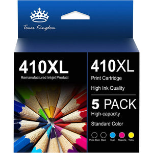 410XL T410 410 Ink Cartridges High Yield for Epson Printer (5 Pack, Black, Cyan, Magenta, Yellow, Photo Black) - Toner Kingdom