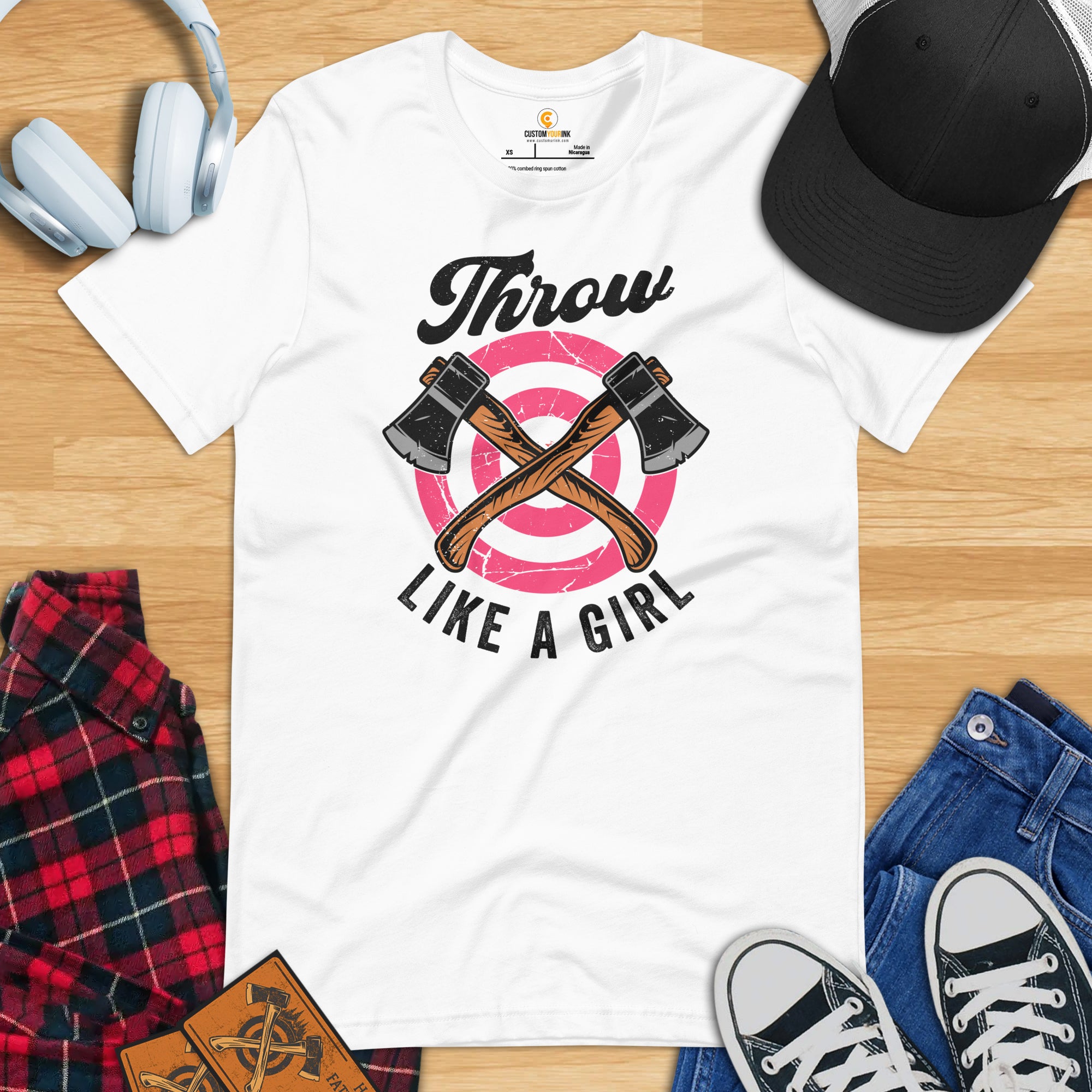 Yeet Shirt - Lumberjack Shirt - Logging Shirt, Axe Throwing Shirt - Logger T-Shirt - Gifts for Lumberjack, Loggers - Throw Like A Girl Tee