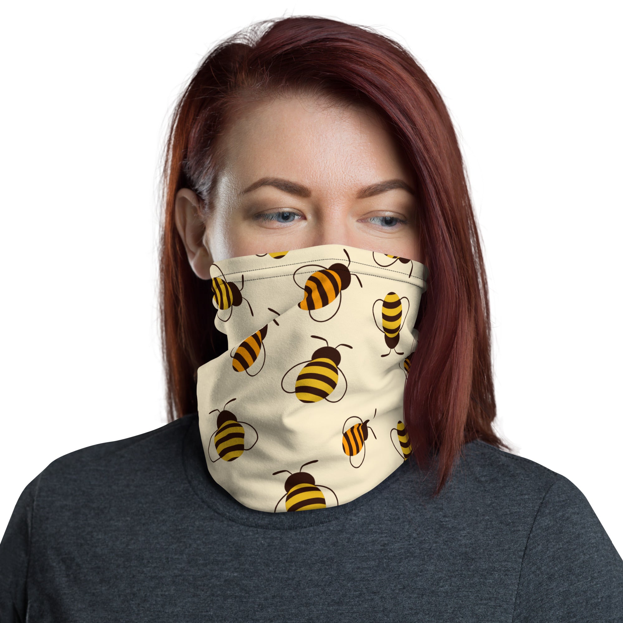 Honey Bee Neck & Face Gaiter - Styling Sweat Headband, Head Wrap, Running Snood Neck Warmer, Hair Band & Scarf, Boho Bandeau, Wristband