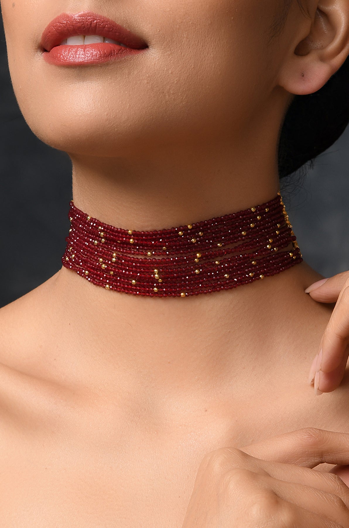 Red Meena Kundan Choker Set – Phuljhadi