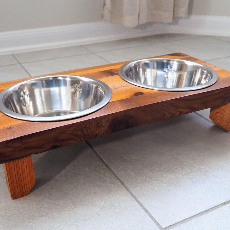 wooden raised dog bowls