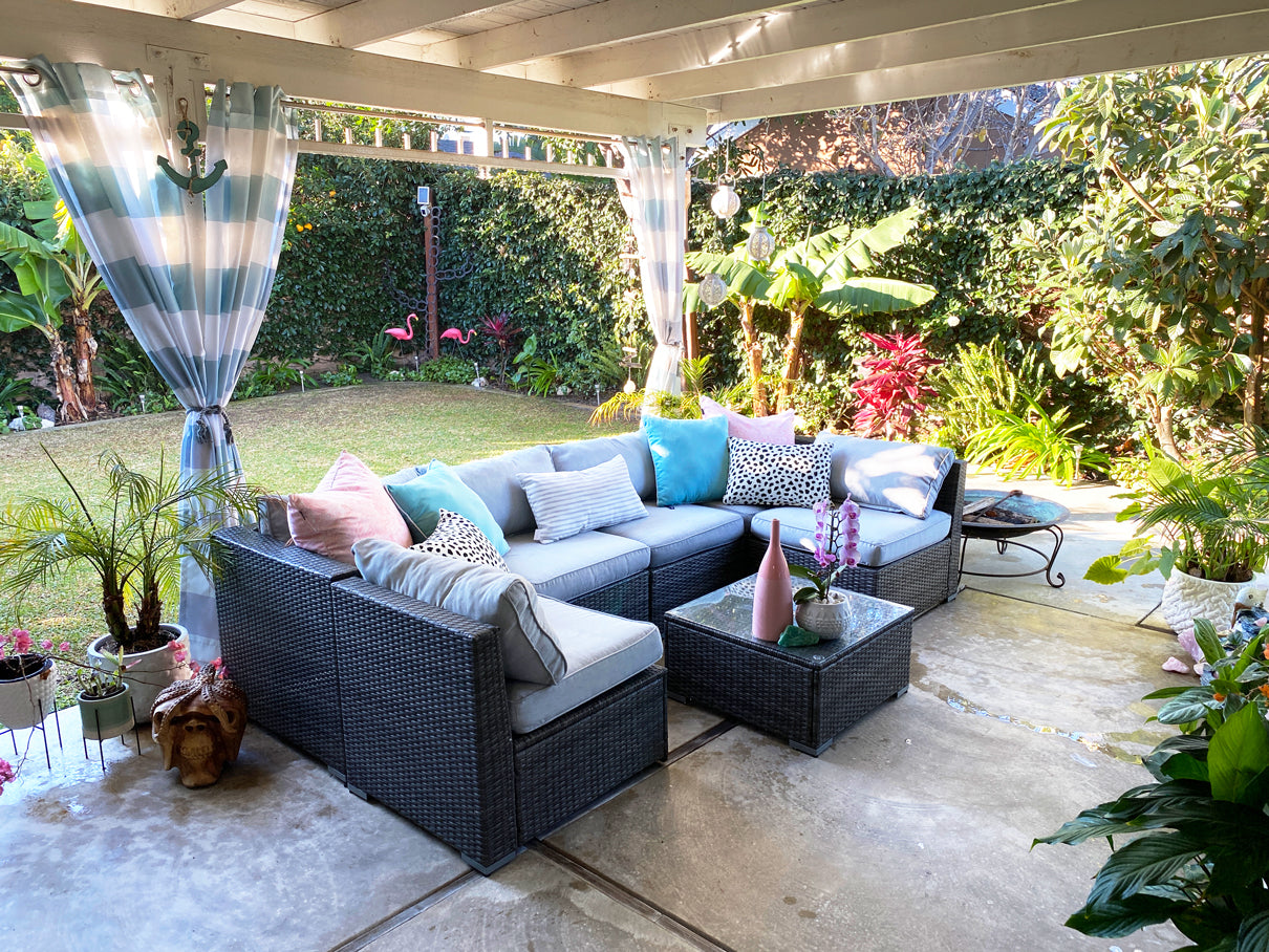 Sectional Couch on Outdoor Patio Using Crystals
