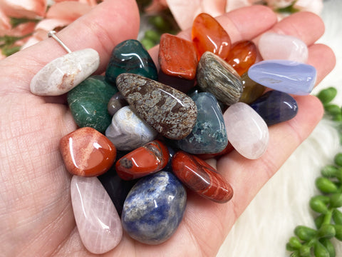 Polished Stones and Crystals Colorful Mix of Small Rocks and Flat Slices  8oz Lot