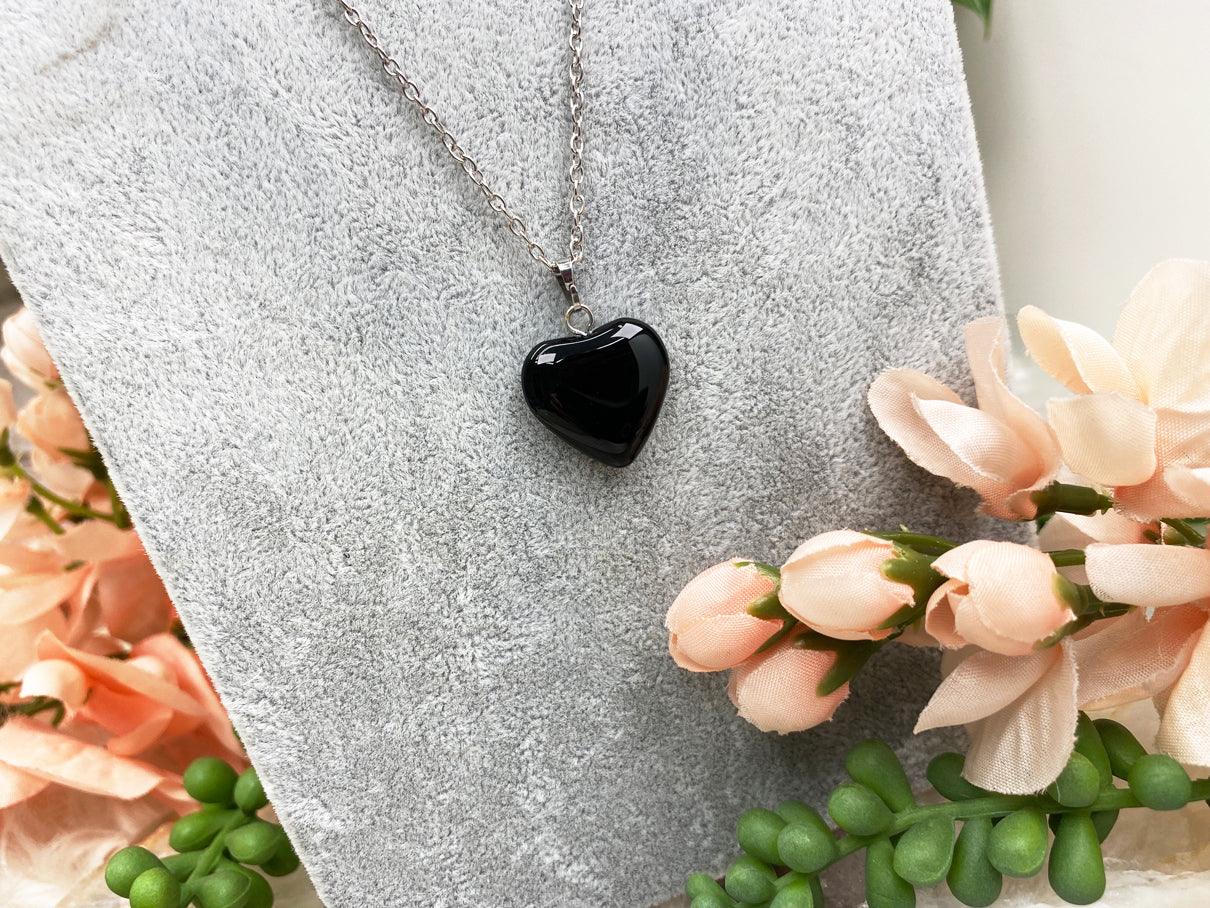 onyx heart necklace