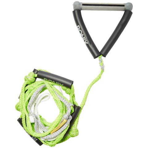Ronix: 10" Hide Grip Handle + 25 ft 5-Section Bungee Surf Rope - Green/Silver