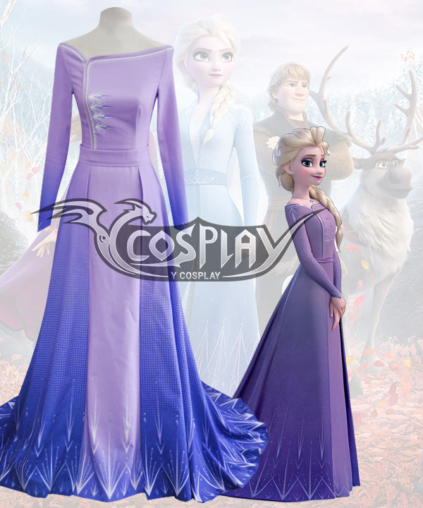 Disney Frozen 2 Elsa Purple Dress Cosplay Costume - Ycosplay