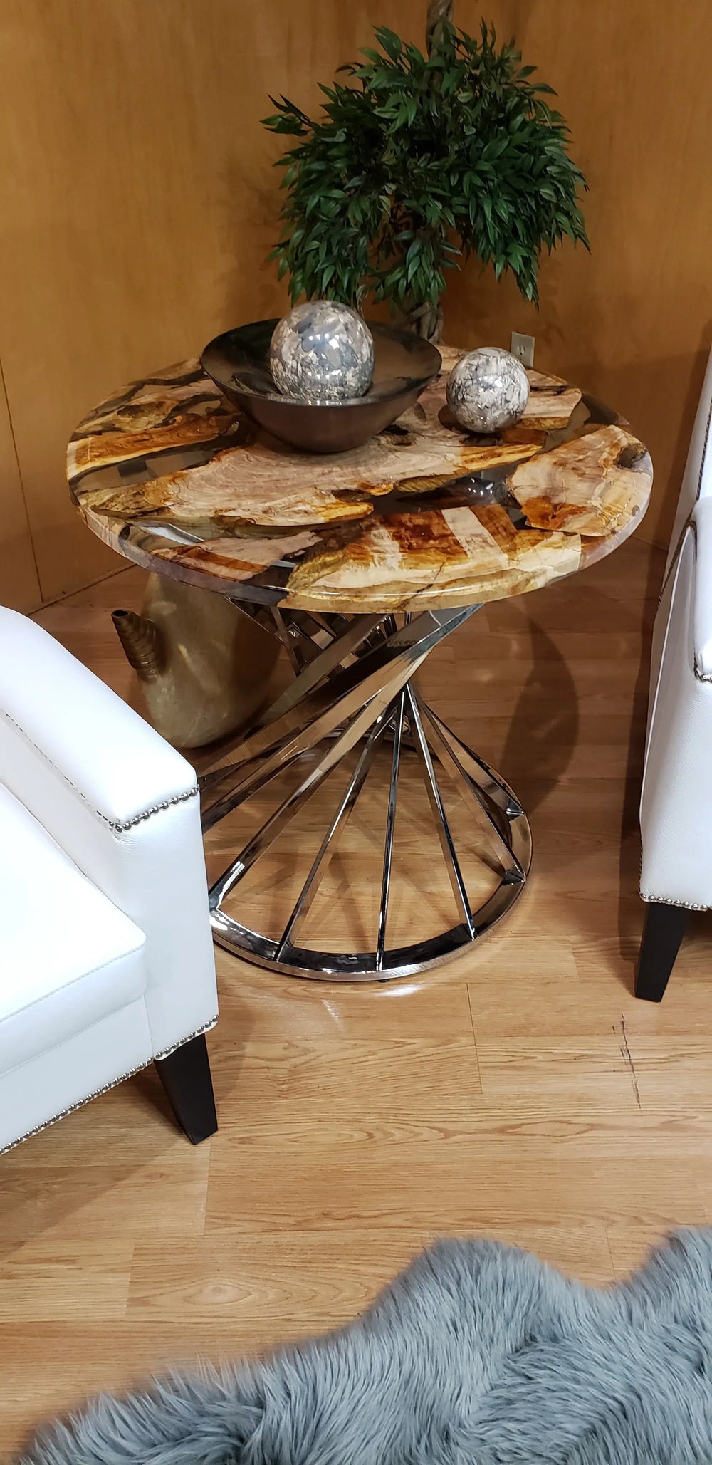 Arditi Collection® - LUXURY OLIVE WOOD ROUND TABLE WITH TRIBUNE BASE