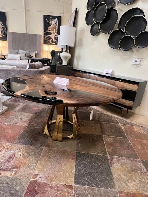 Arditi Collection® - BLACK ATALANTE WALNUT WOOD ROUND DINING TABLE