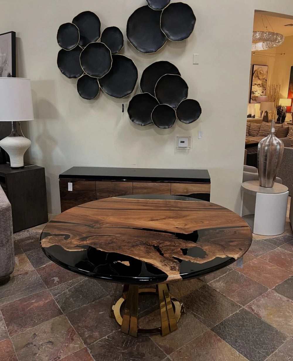 Arditi Collection® - BLACK ATALANTE WALNUT WOOD ROUND DINING TABLE