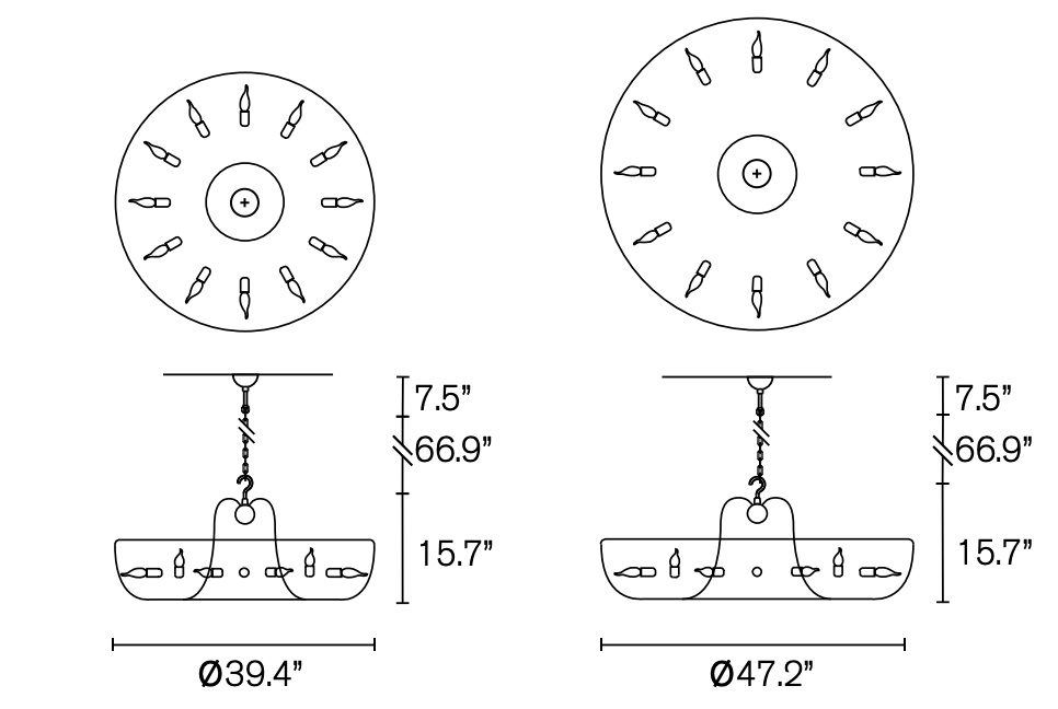 Hollywood Chandelier Candlestick Round