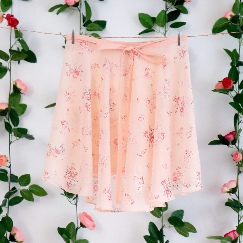 Peach Floral Ballet Wrap Skirt | Vivace Dancewear