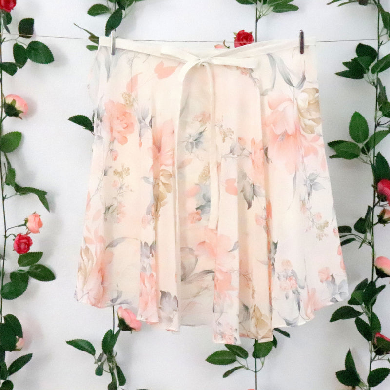Cream and Peach Floral Ballet Wrap Skirt | Vivace Dancewear