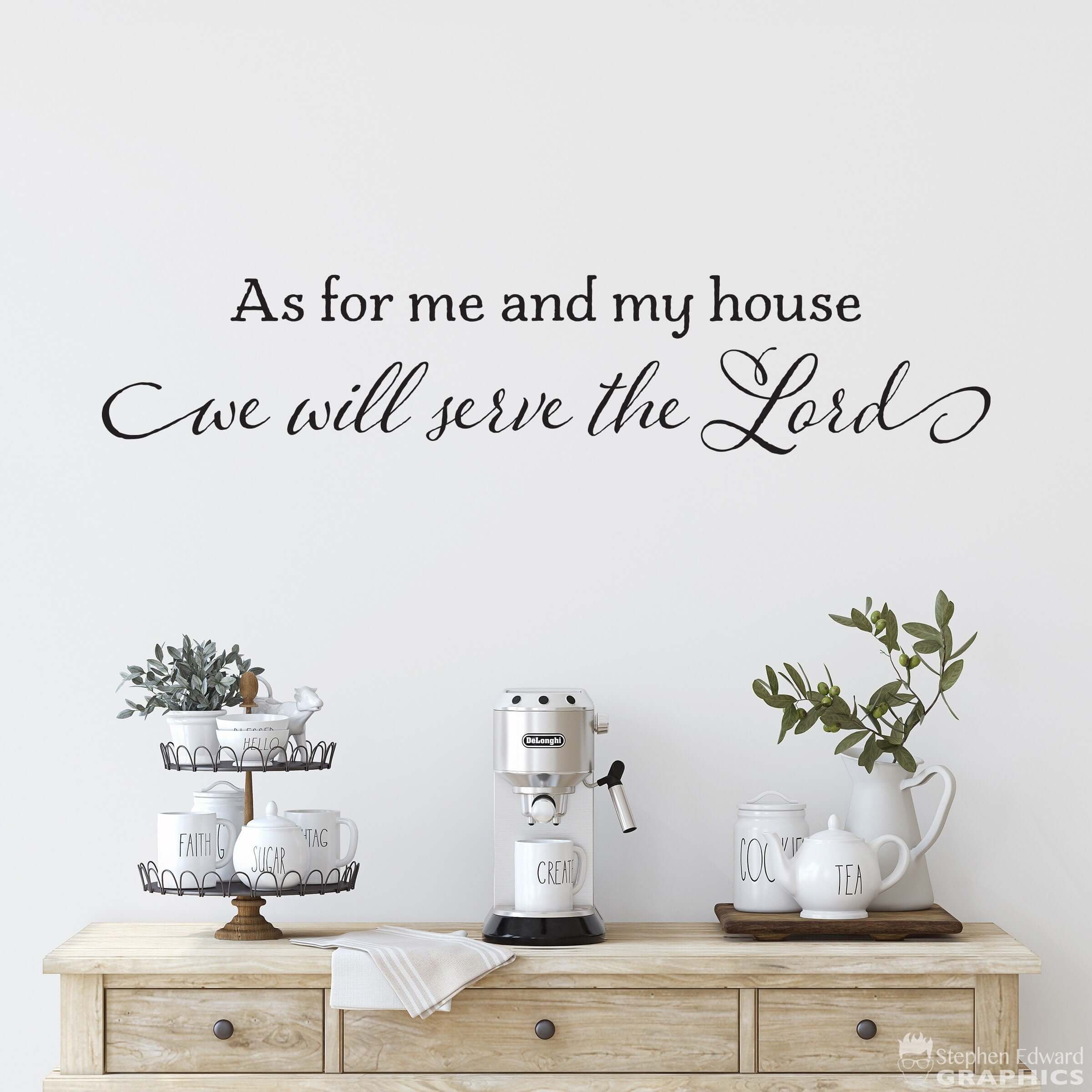 As for me and my house we will serve the Lord Decal | Rough Script Farmhouse style | Joshua 24:15 | Christian Decor | Bible Verse Wall Vinyl