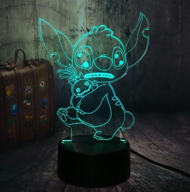 New 4 Design Cute Stitch Alien Dog Cartoon 3d Led Night Light 7