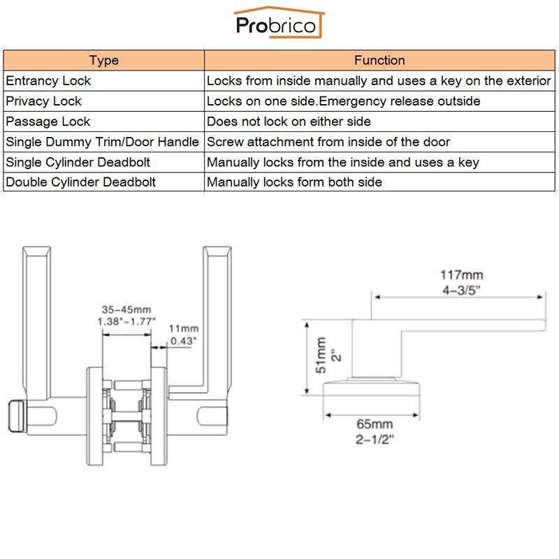 Probrico Passage Keyless Door Lock Dl1637snps Stainless