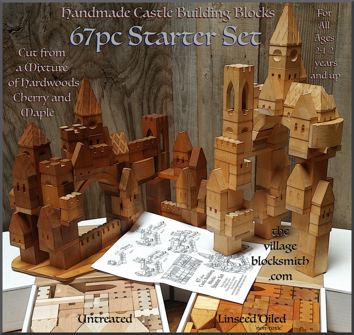 two examples of Castles built with the 67 piece Castle Building Blocks Starter set