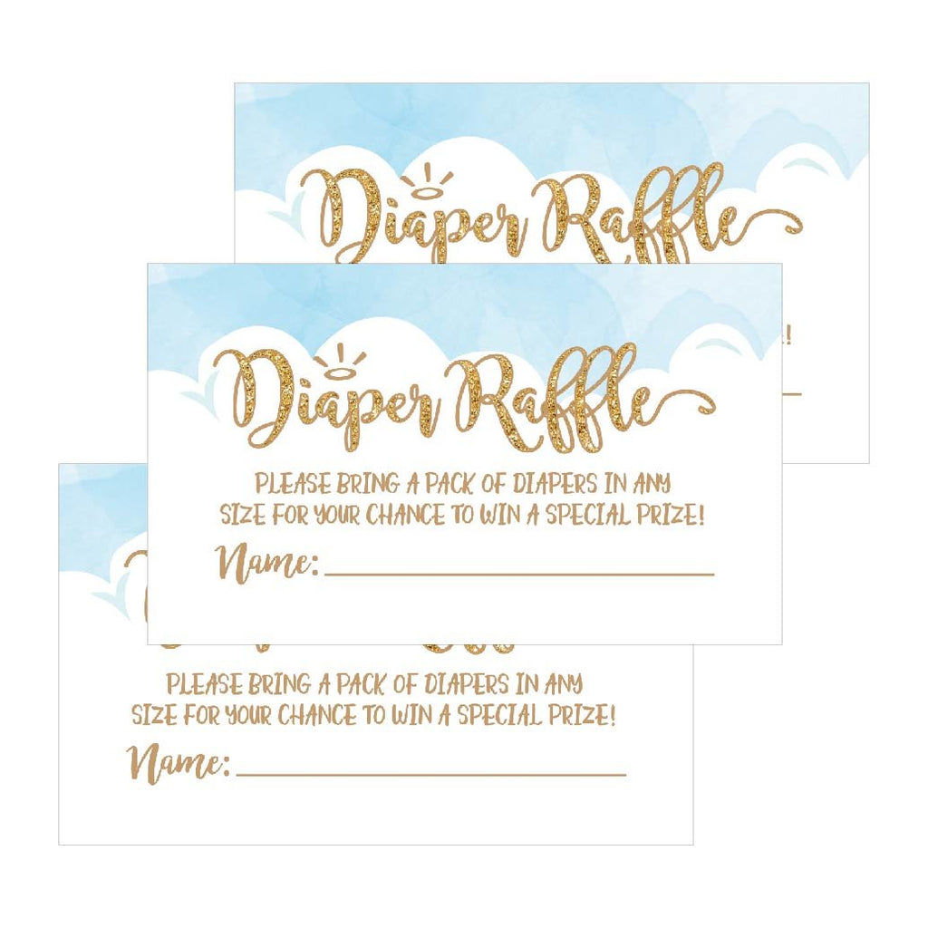 25 Diaper Raffle Ticket Lottery Insert Cards For Blue Boy Heaven