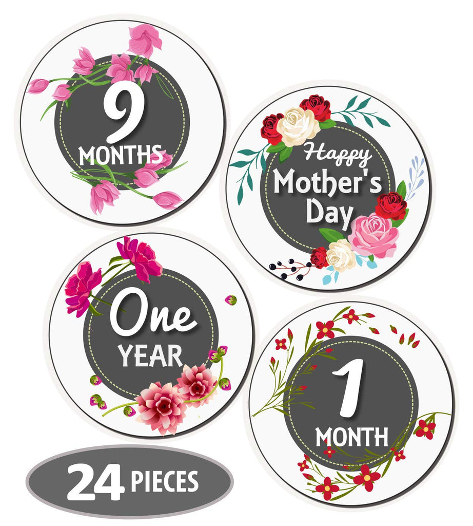 Mesmerico 24 Baby Monthly Holiday Floral Stickers Baby Girl First