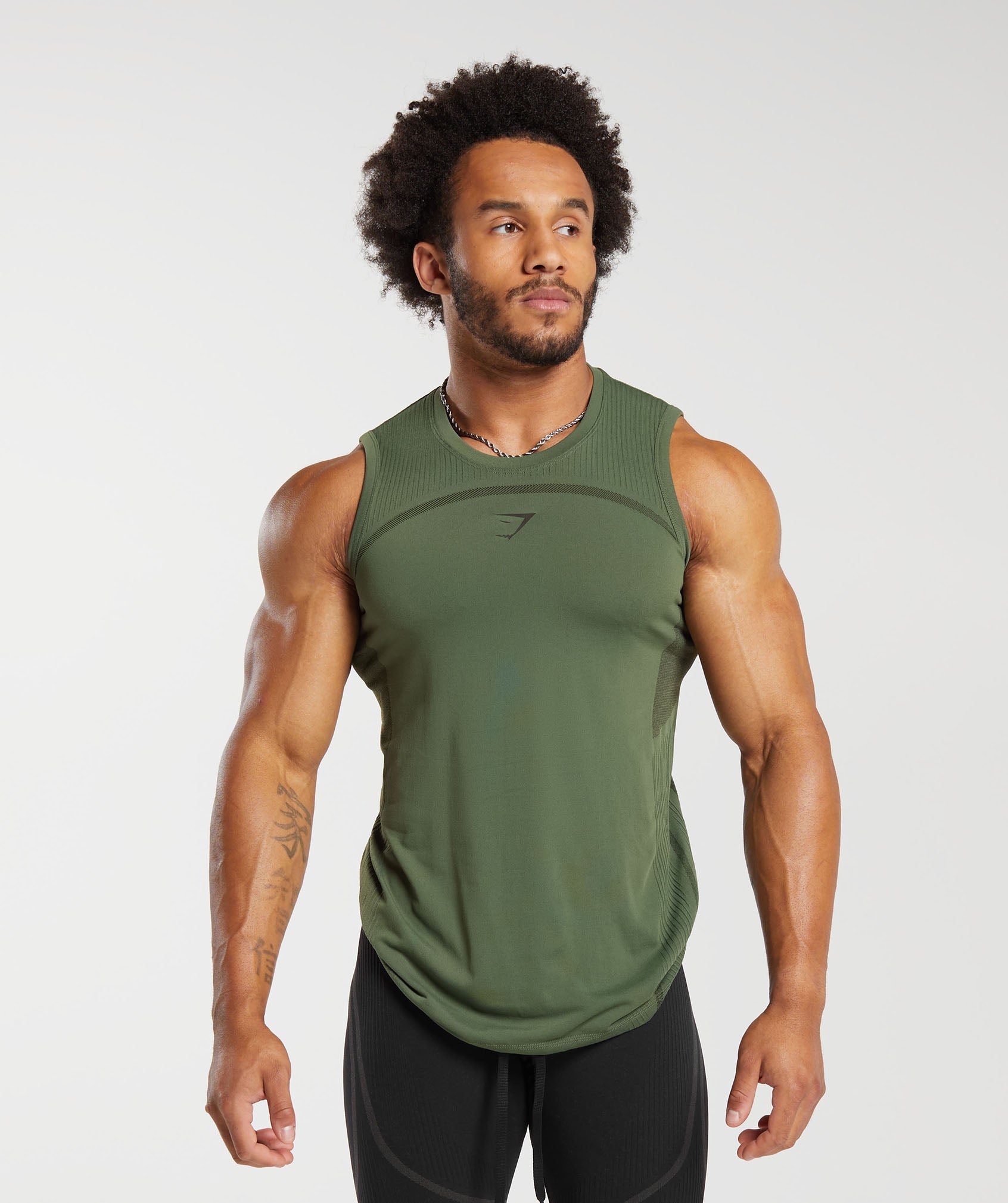 Gymshark 315 Seamless Tank - Core Olive/Deep Olive Green | Gymshark