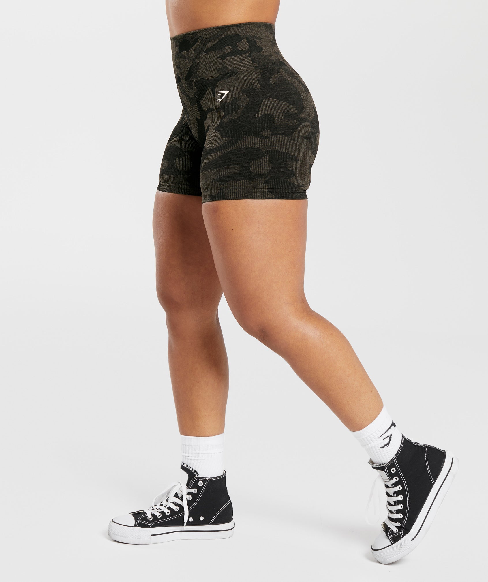 Adapt Camo Seamless Ribbed Shorts in Black/Camo Brown - view 3
