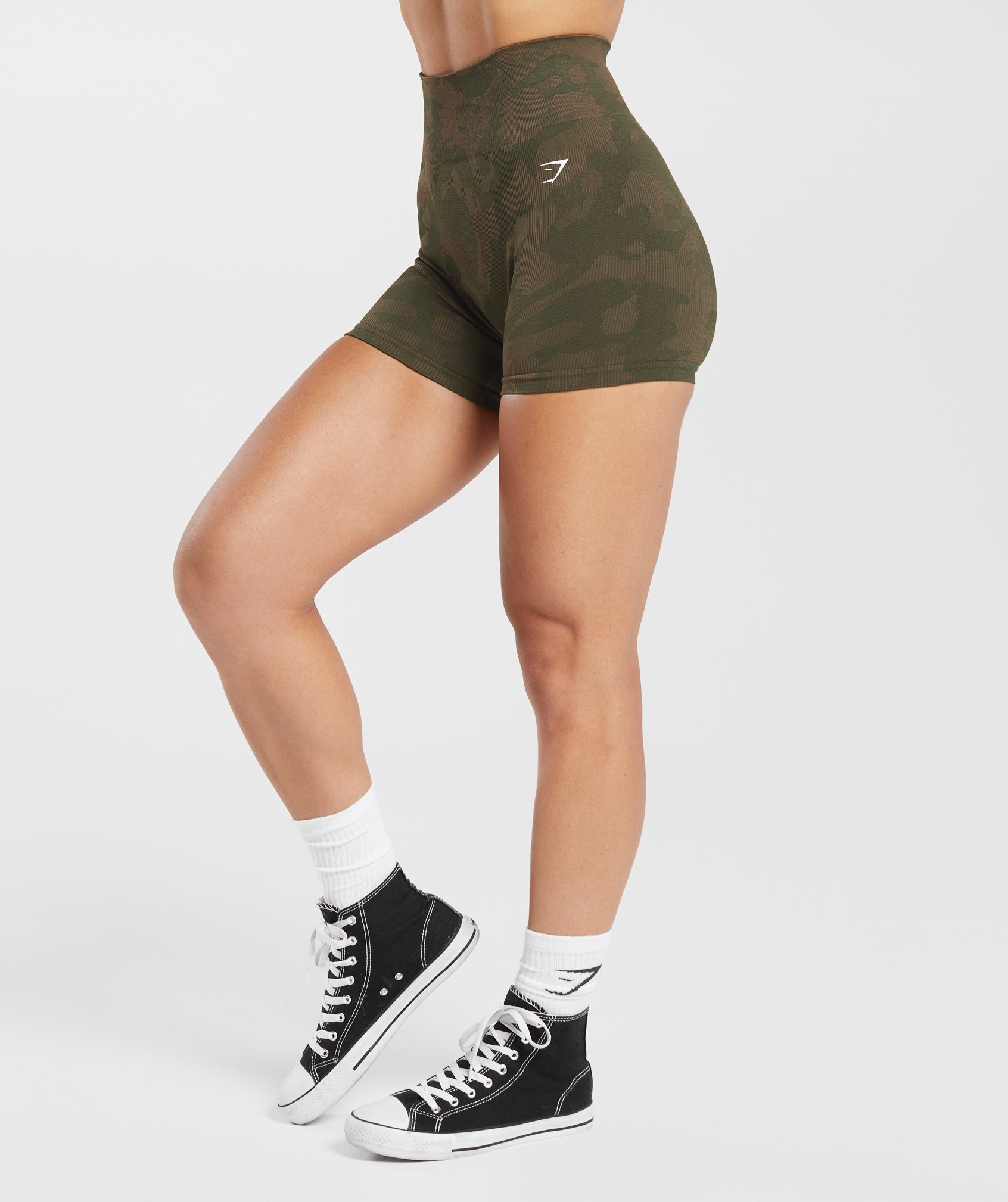 Adapt Camo Seamless Ribbed Shorts in Winter Olive/Soul Brown - view 3