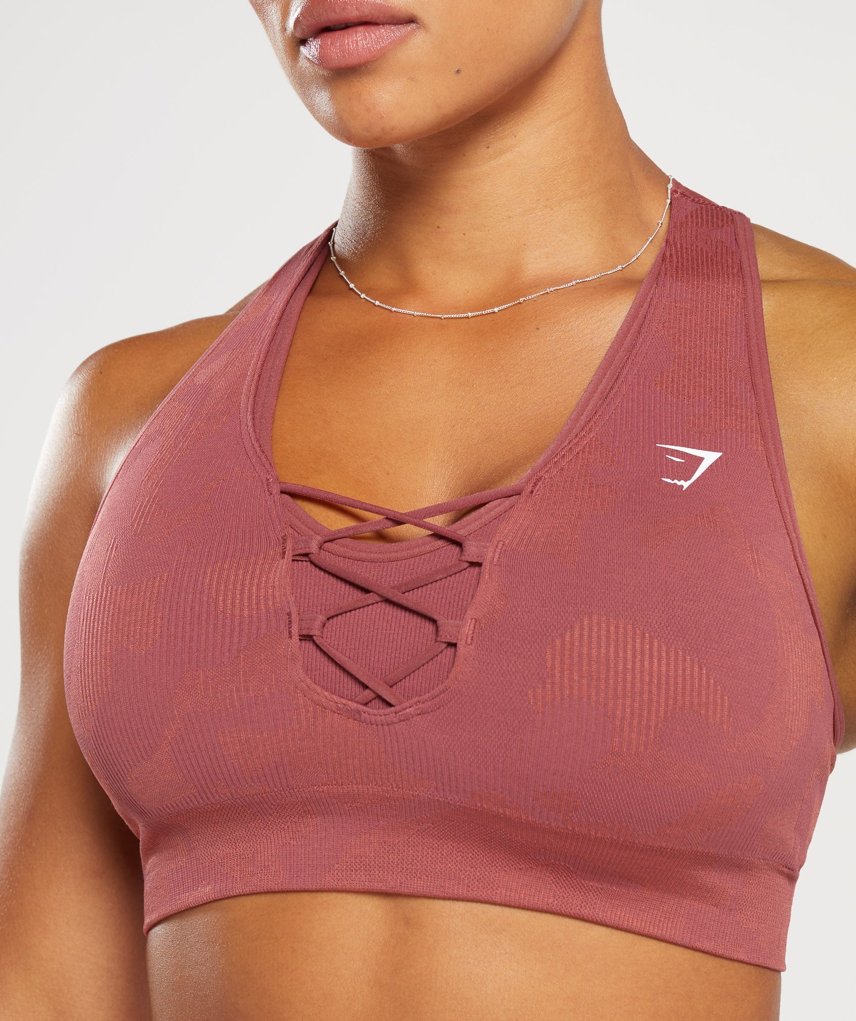 Adapt Camo Seamless Ribbed Sports Bra in Soft Berry/Sunbaked Pink - view 5