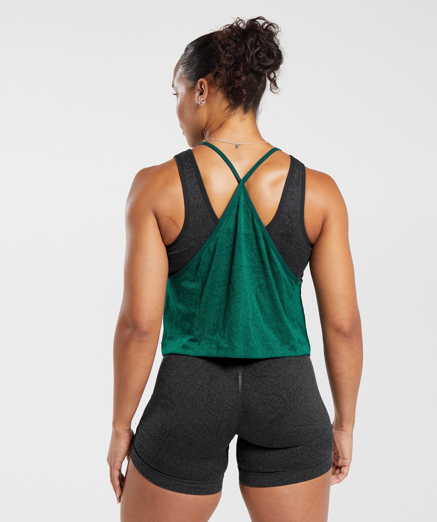 Gymshark Adapt Pattern Seamless Longline Bra - Forest Green/Rich Green