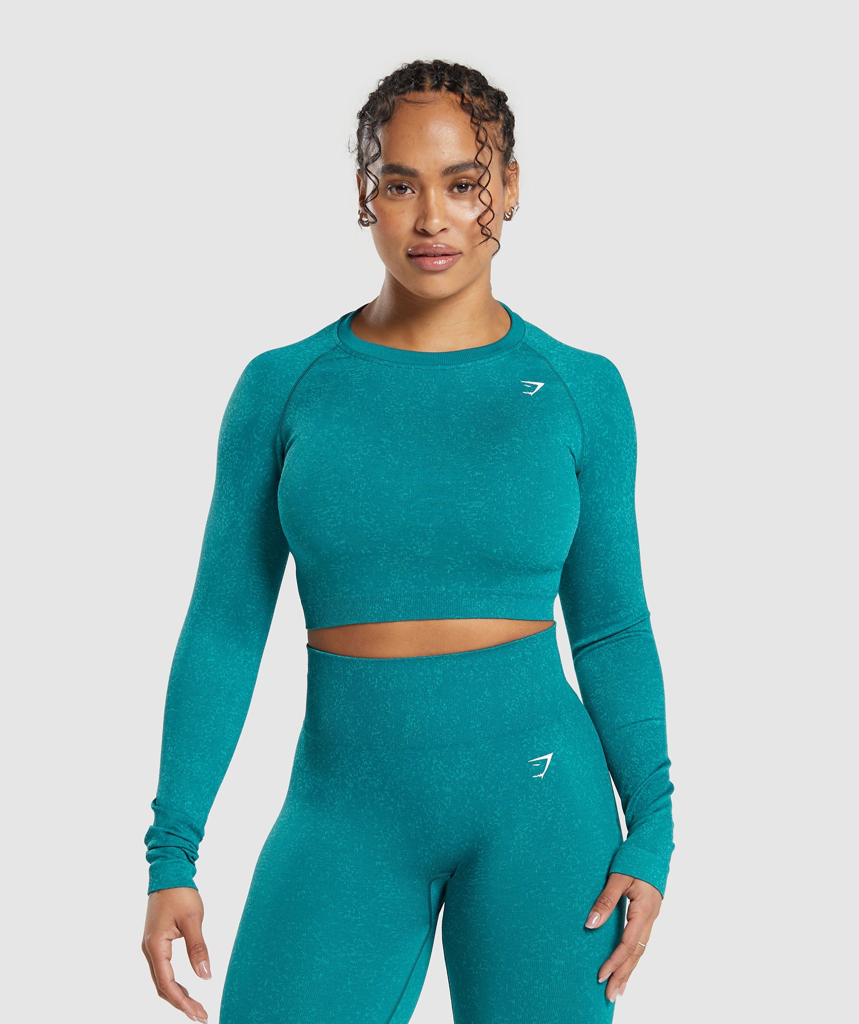 Gymshark Sweat Seamless Long Sleeve Crop Top - Rich Teal