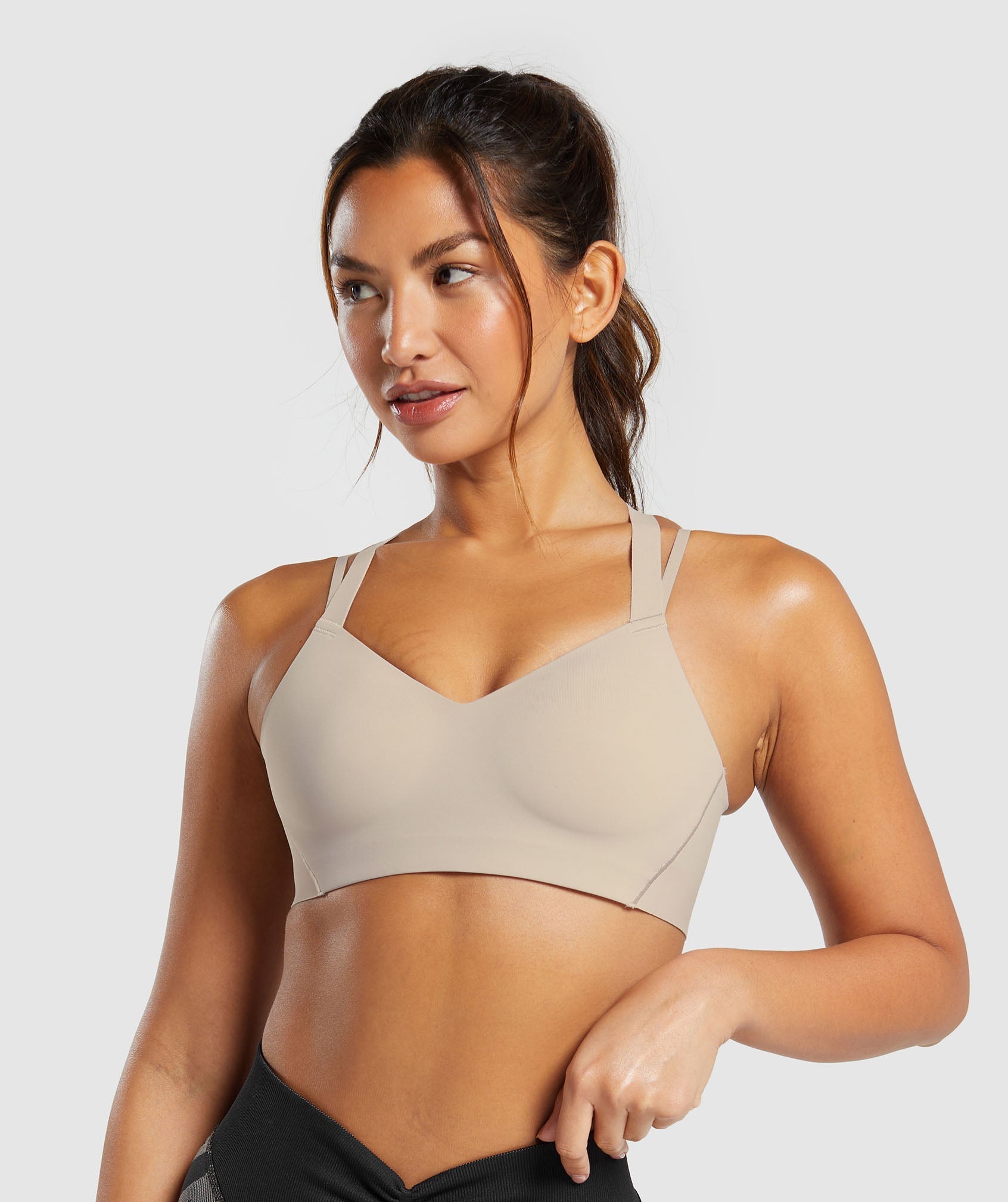 Gymshark Apex Limit Seamless Ruched Sports Bra - Black/Washed