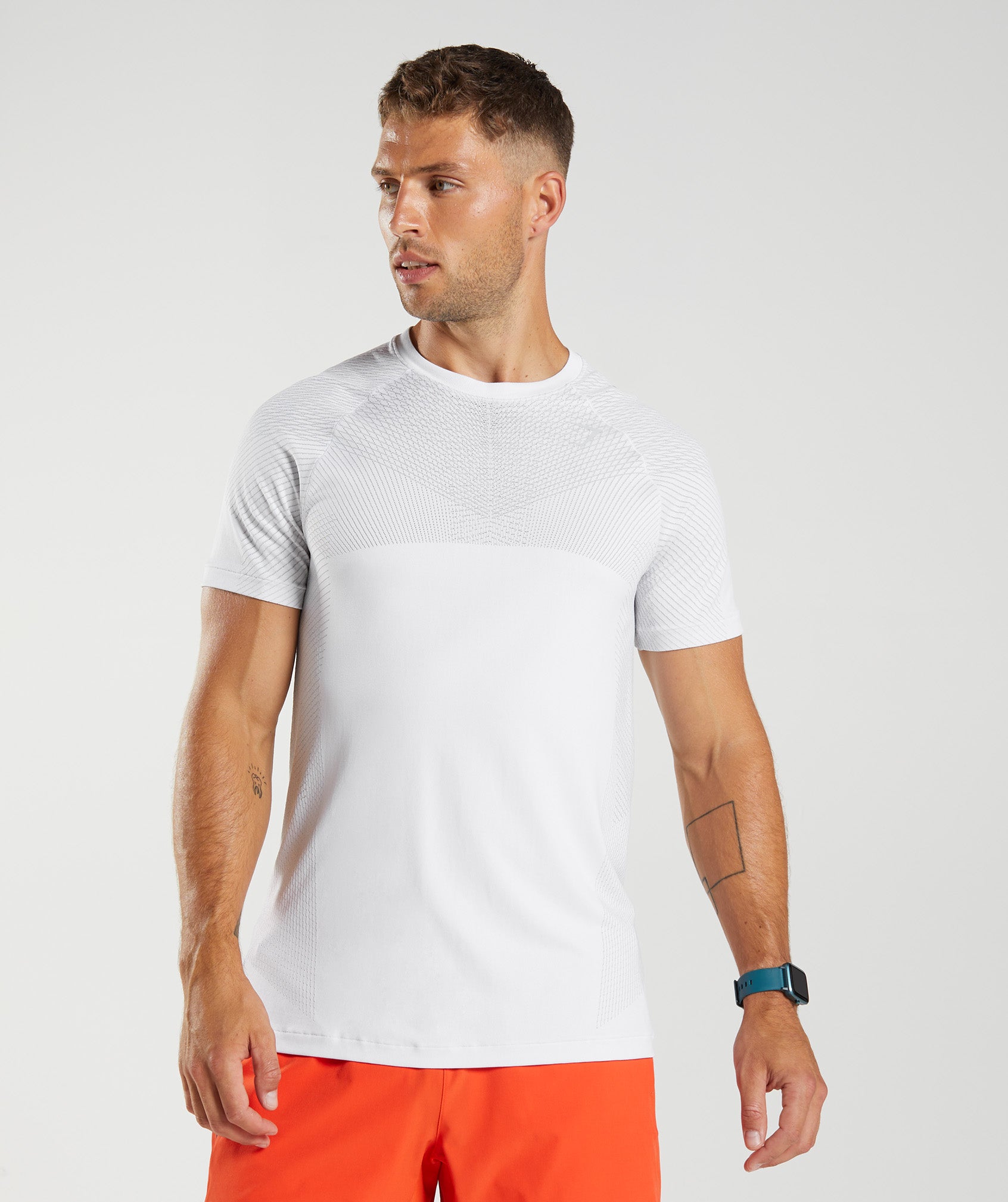 Apex Seamless T-Shirt in White/Light Grey - view 1