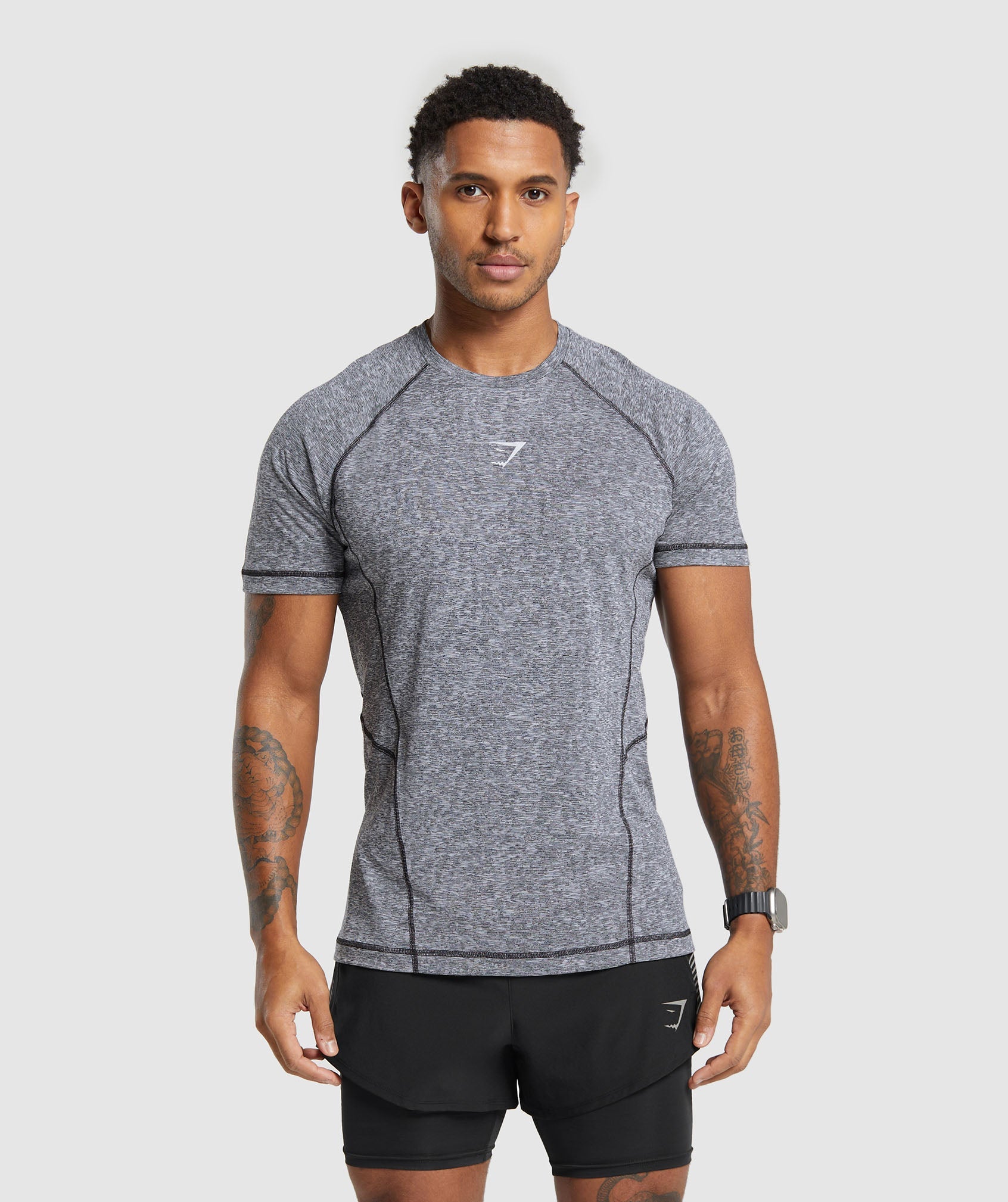 Gymshark Apex T-Shirt - Black/Light Grey | Gymshark