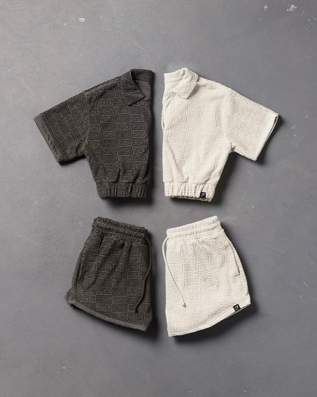 Monogram Towel Shorts in Pebble Grey - view 2