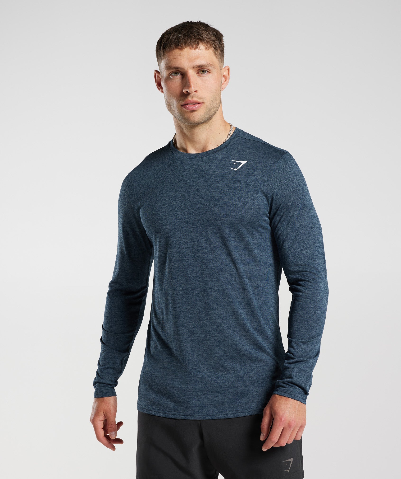 Arrival Marl Long Sleeve T-Shirt in Navy/Smokey Teal Marl - view 1