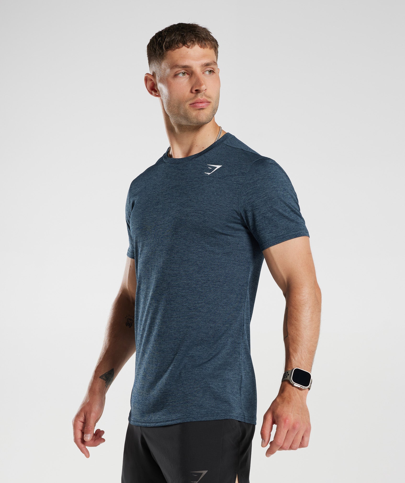 Arrival Marl T-Shirt in Navy/Smokey Teal Marl - view 3