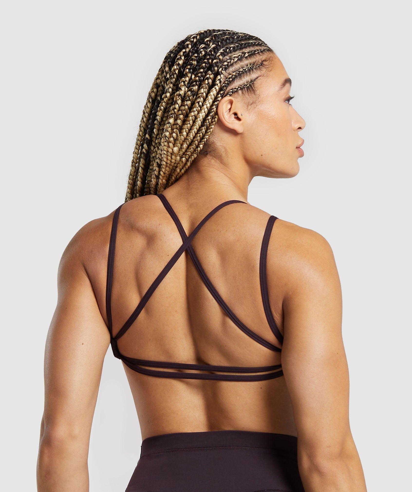 Back Gains Sports Bra in Plum Brown