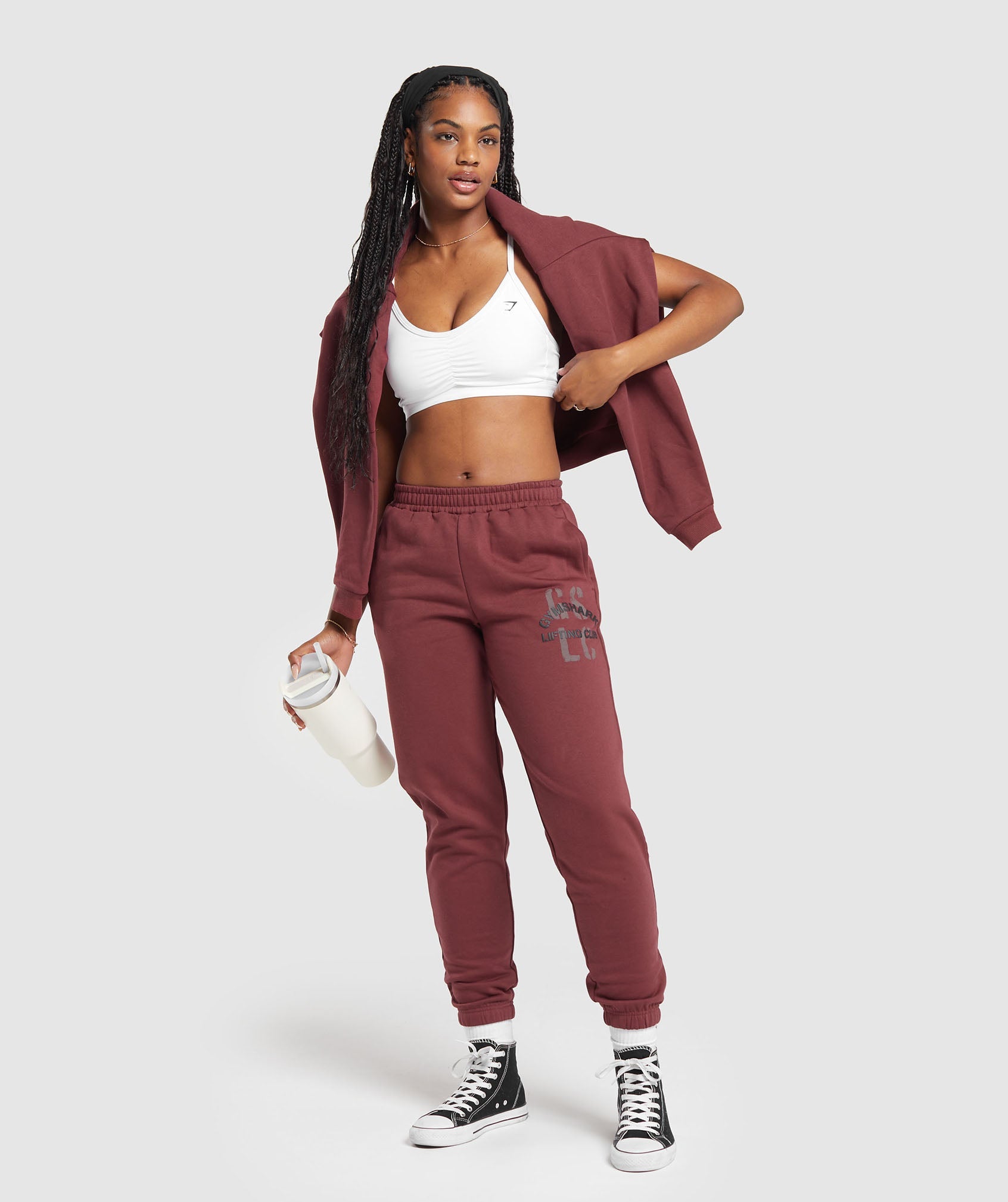 Built Graphic Joggers in Washed Burgundy - view 4