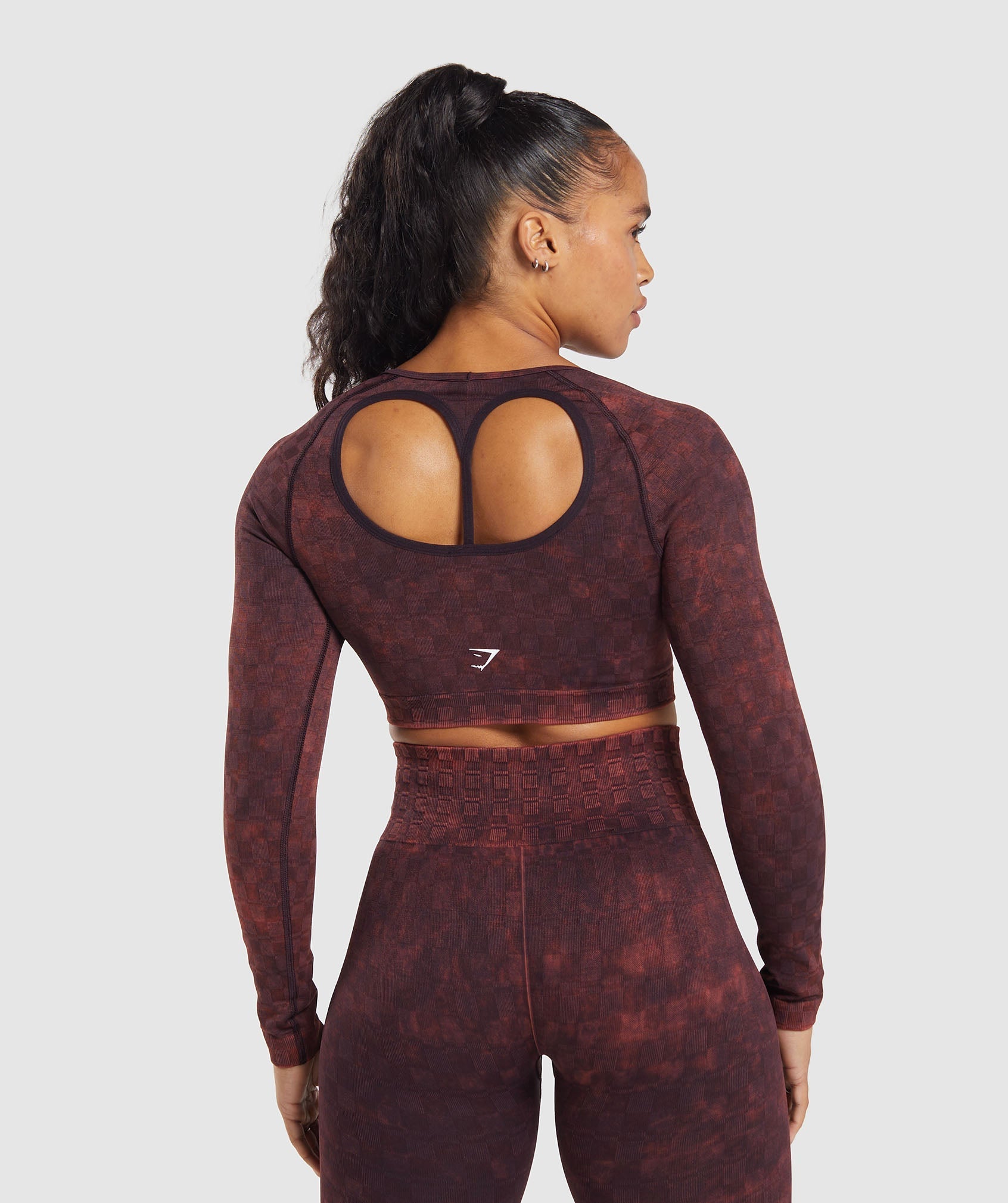 Check Seamless Washed Long Sleeve Top
