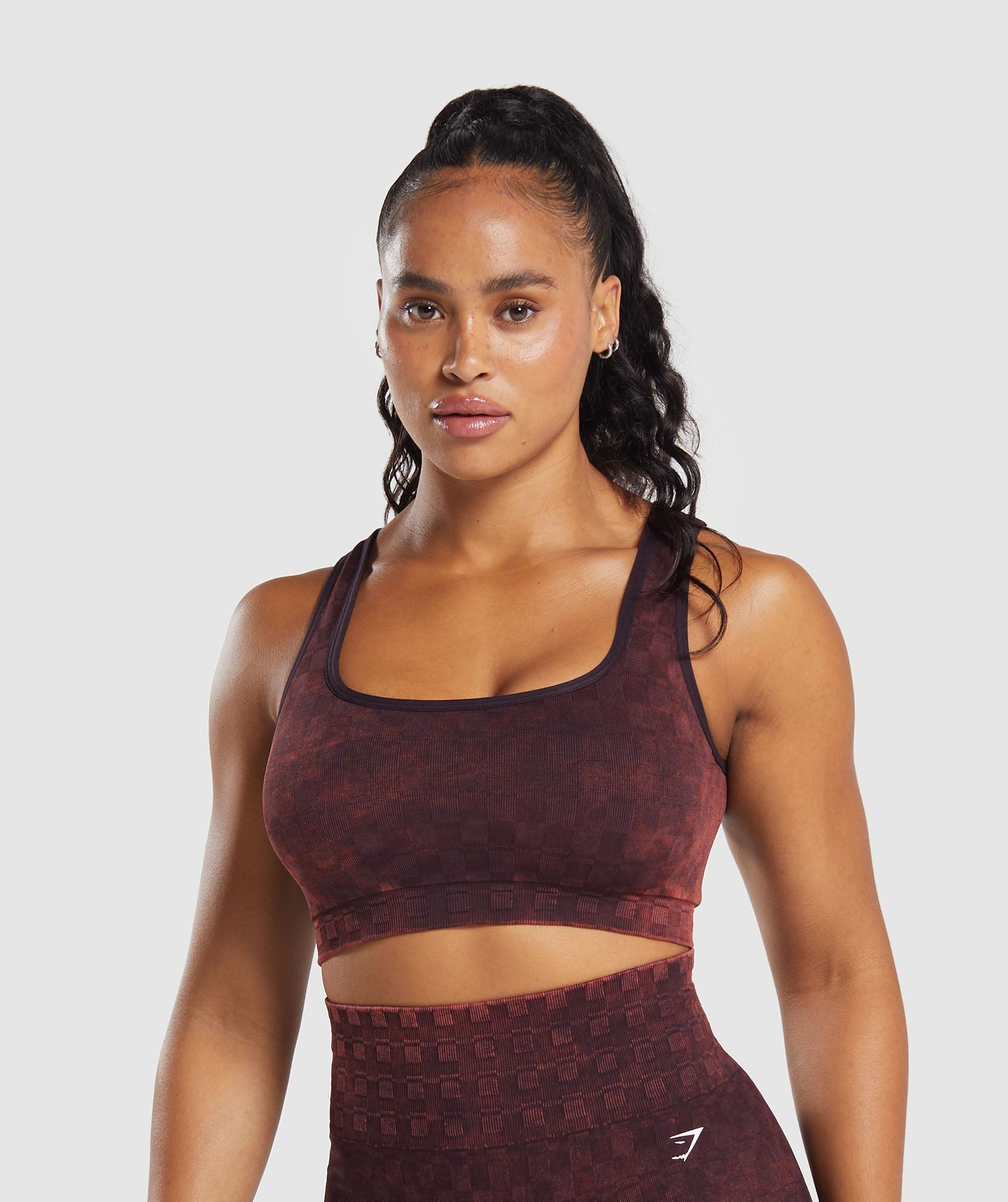 Check Seamless Washed Sports Bra