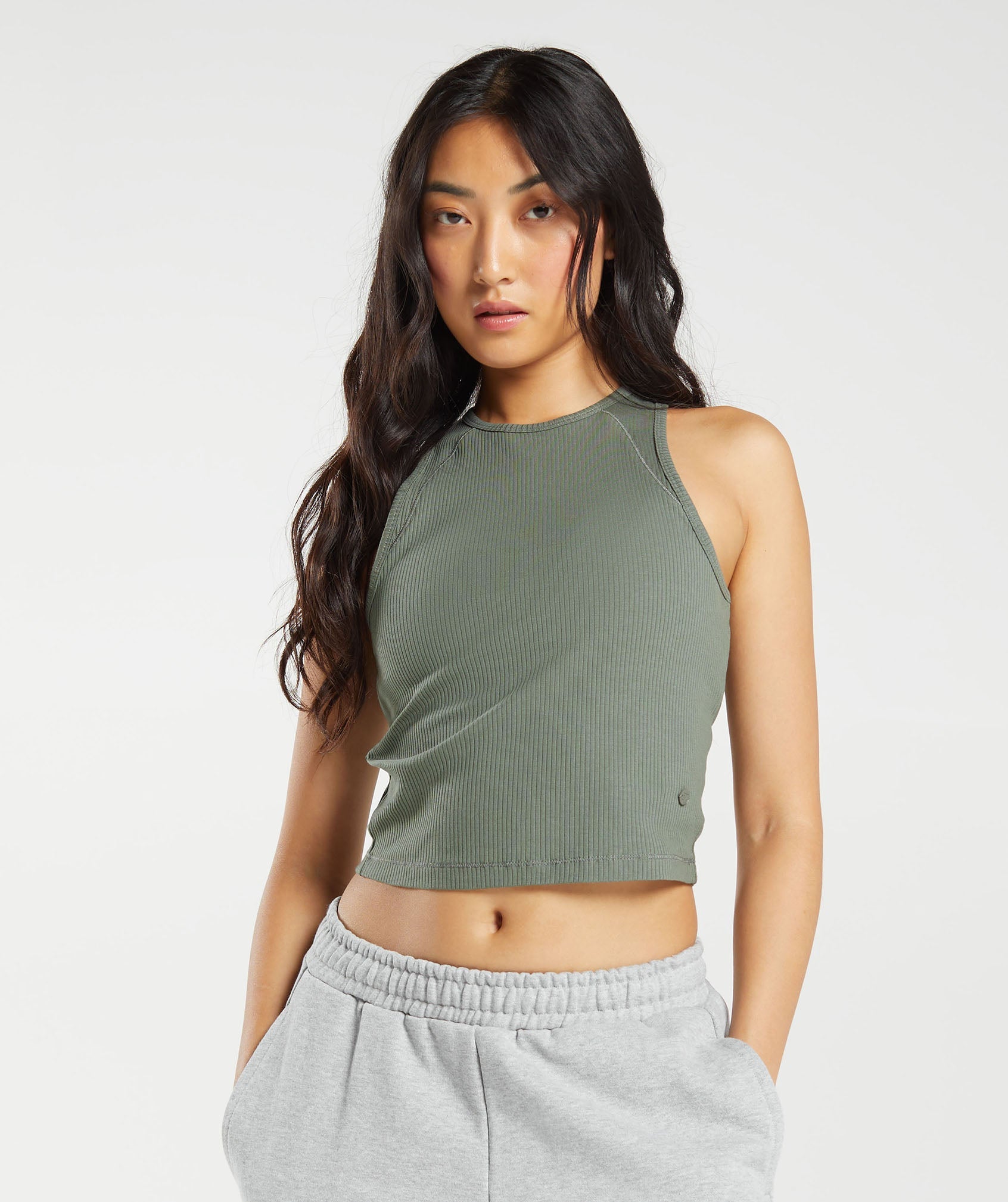 Gymshark Cotton Boxy Crop Top - Camo Brown