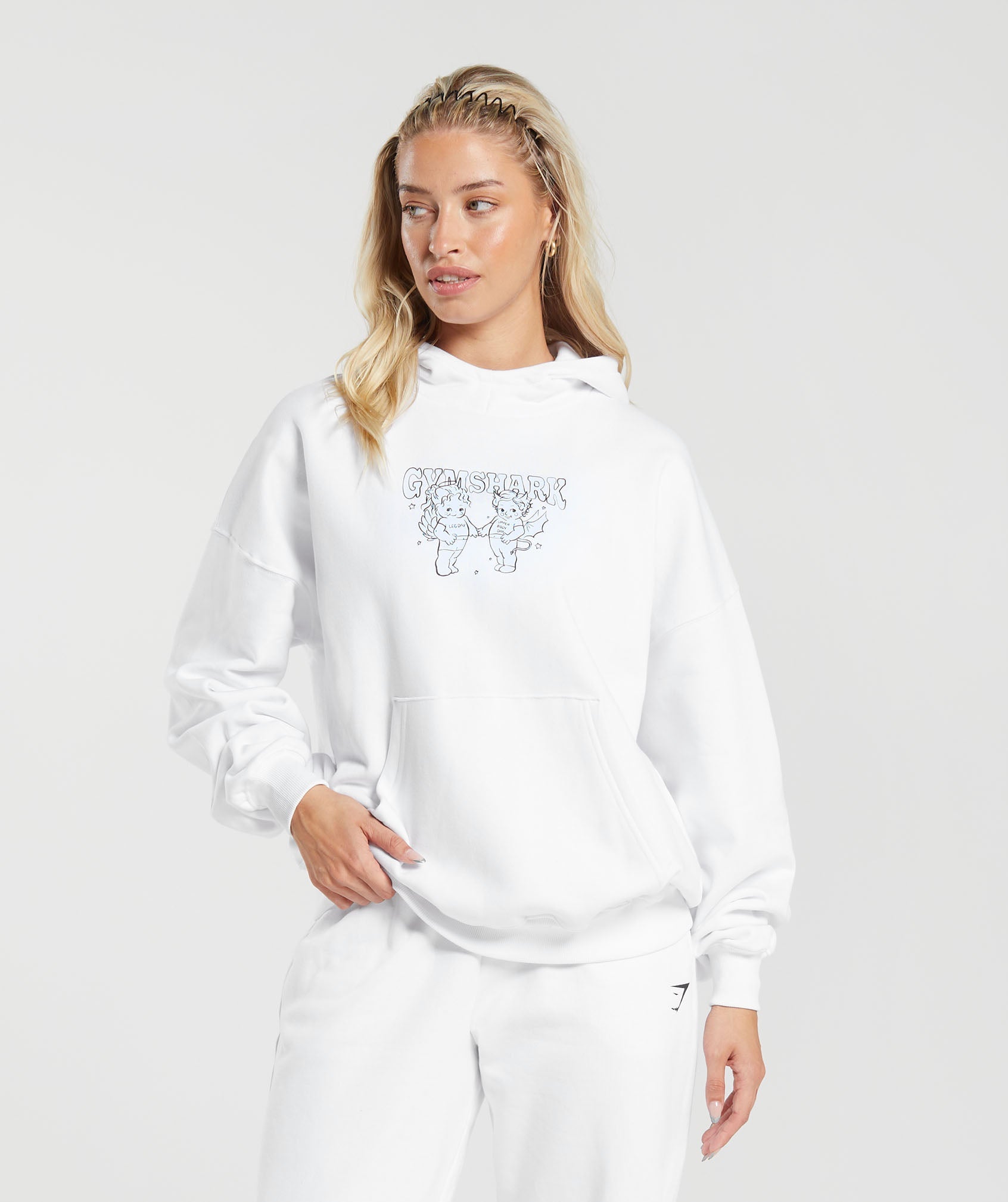 Cherub Graphic Hoodie in White - view 1