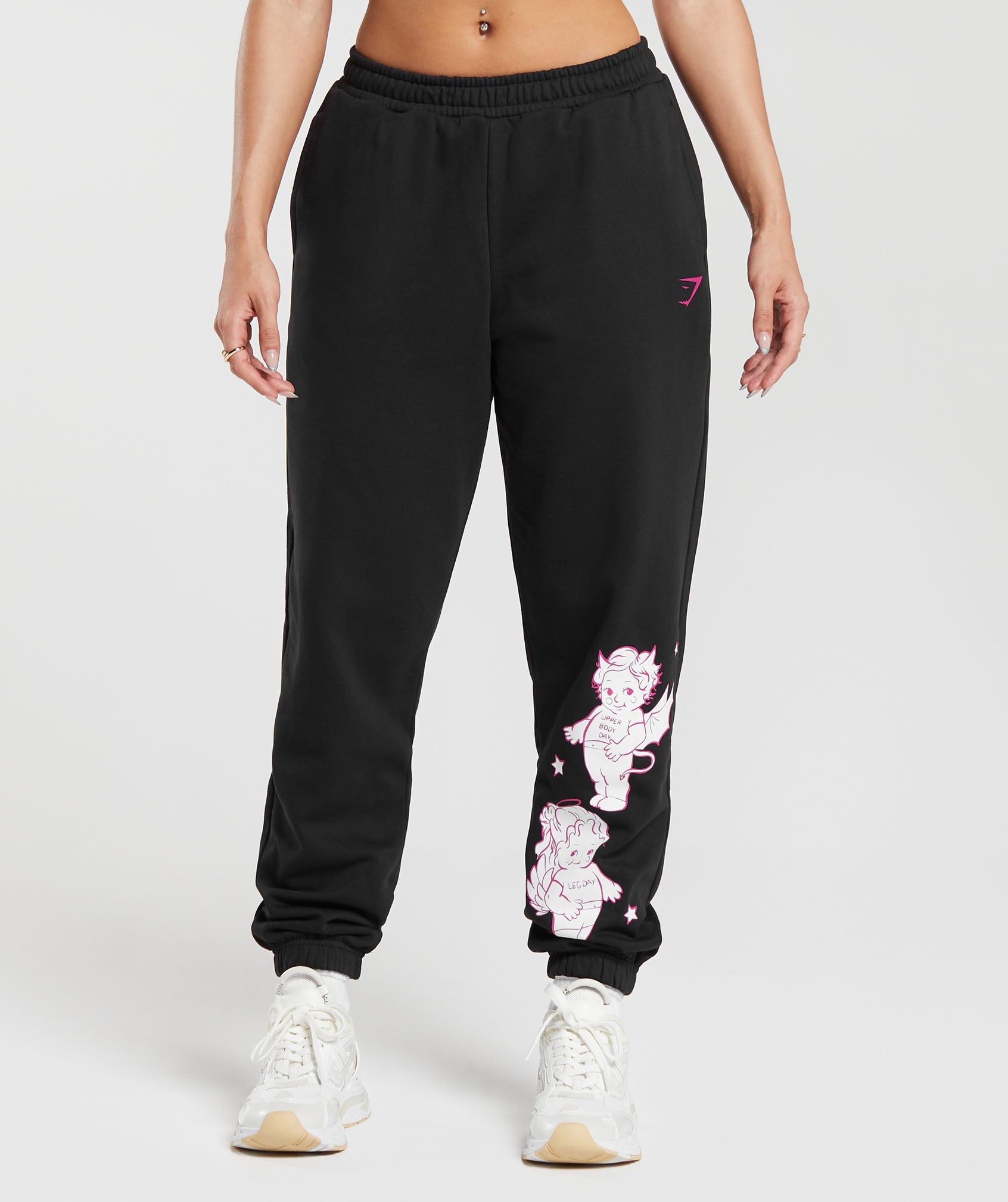 Cherub Graphic Joggers in Black - view 1