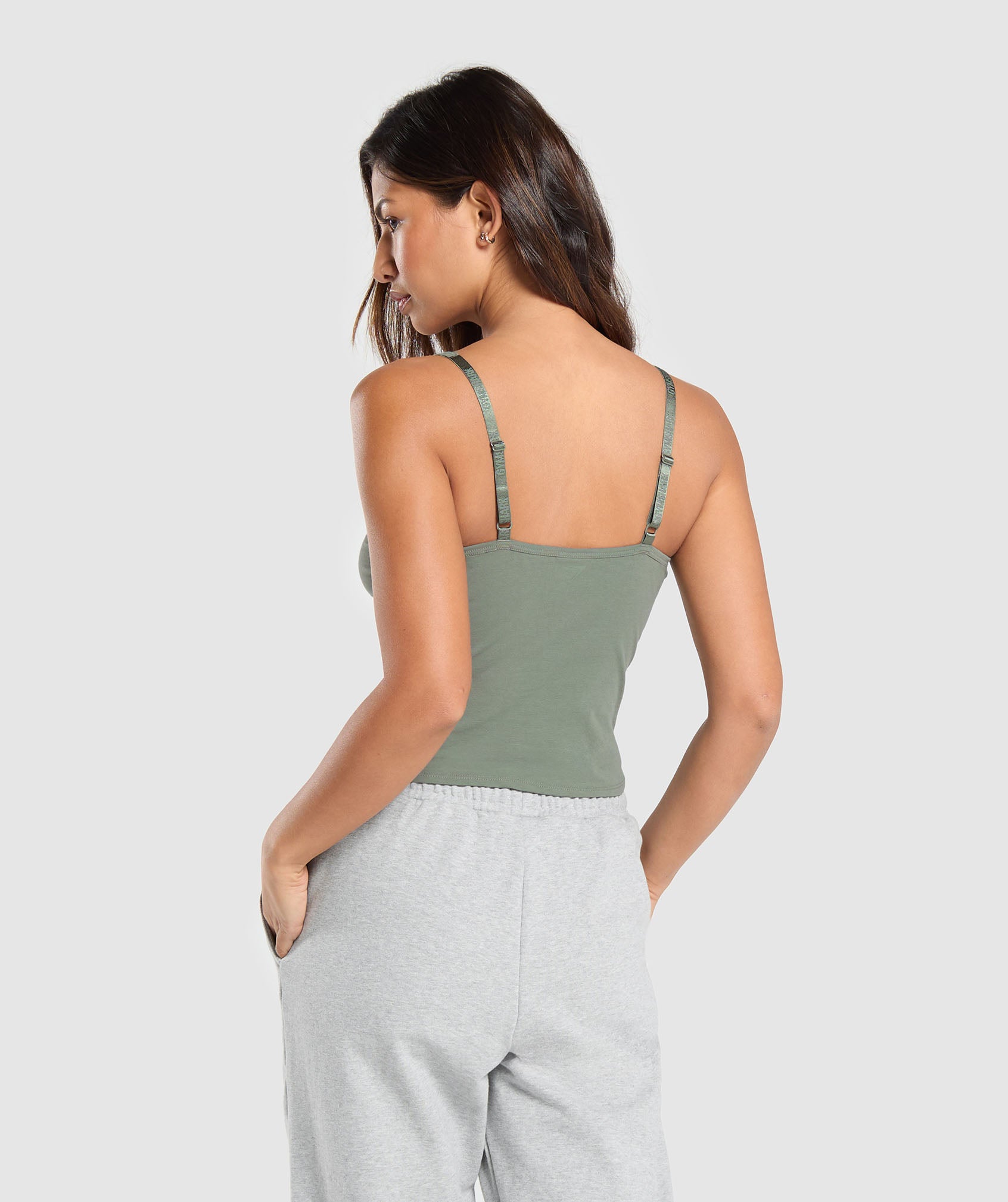 Cotton Cami Tank in Unit Green - view 2