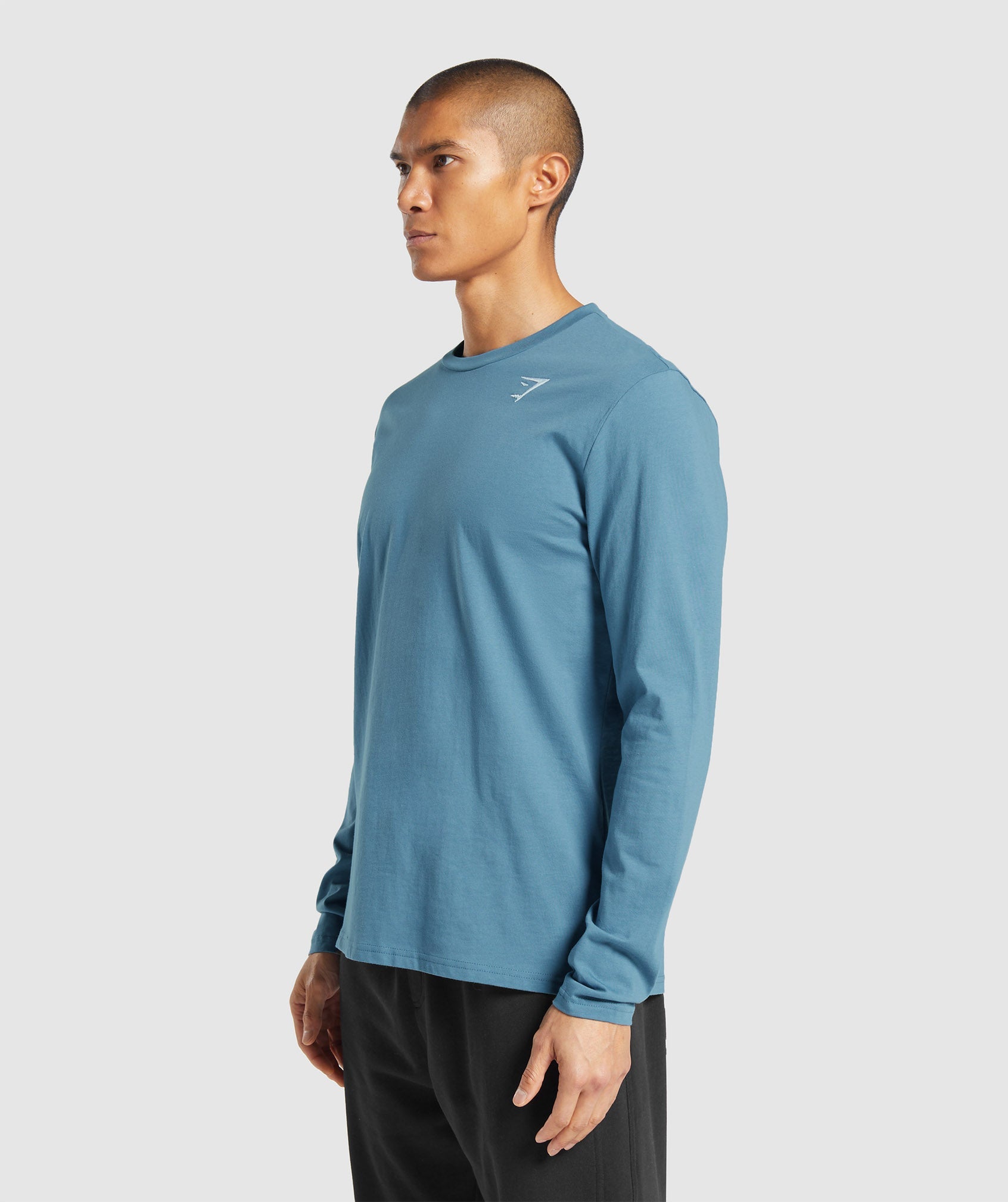 Crest Long Sleeve T-Shirt in Faded Blue - view 3