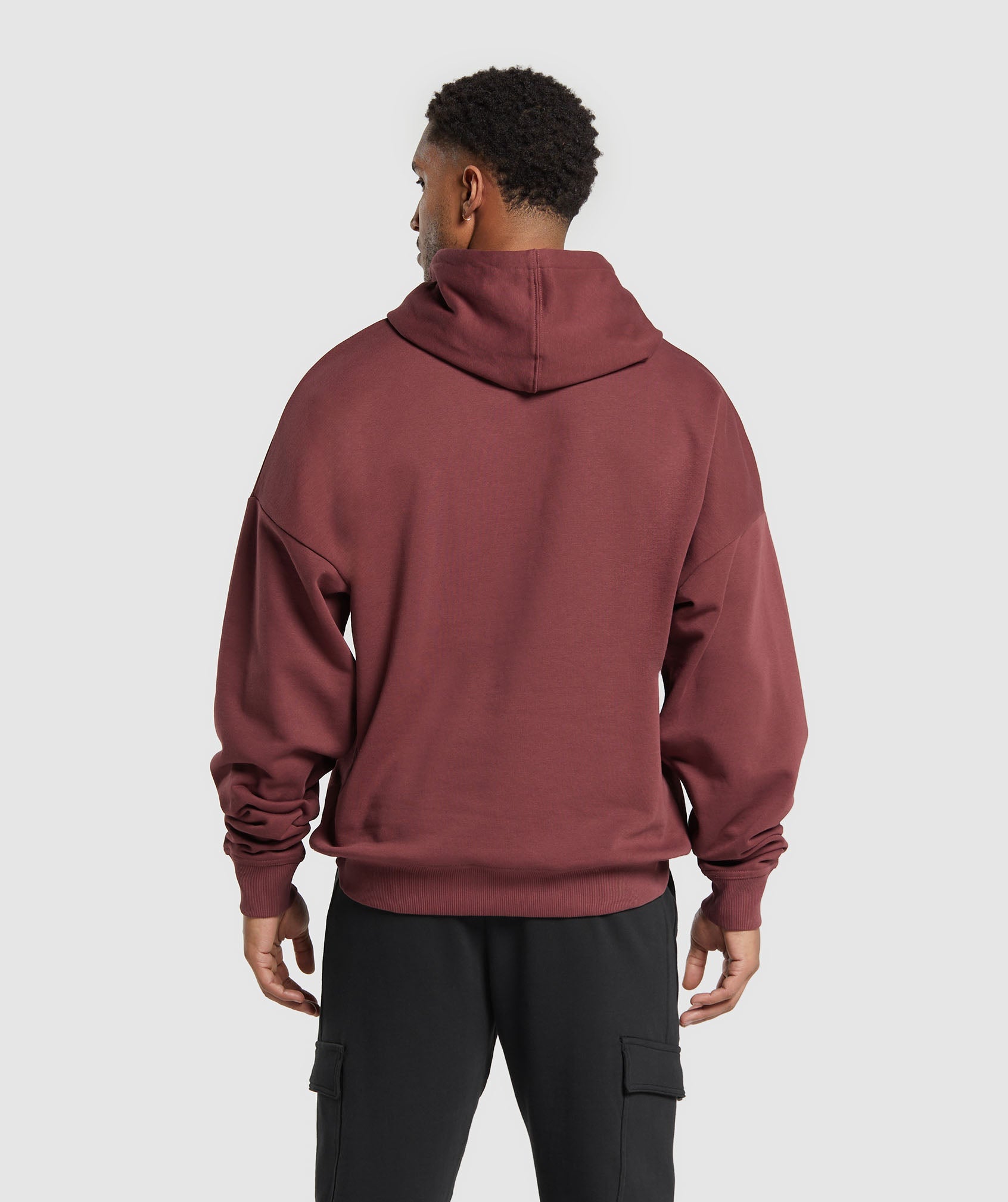 Crest Oversized Hoodie in Burgundy Brown - view 2