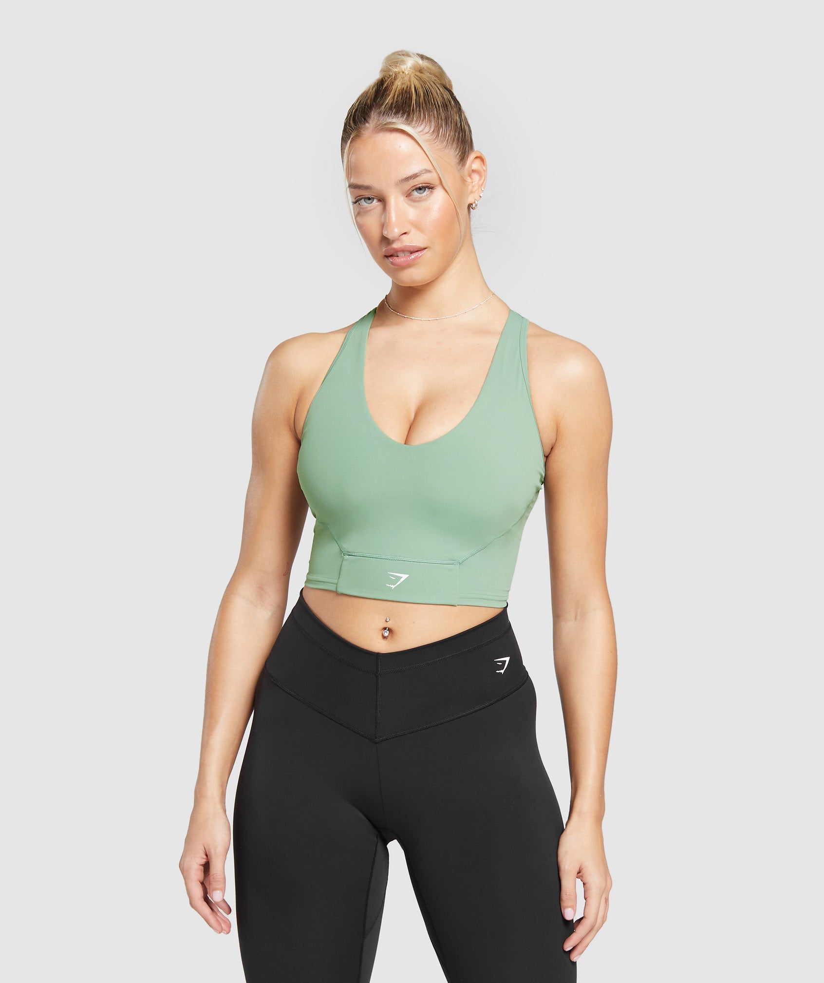 Crop Mesh Tank in Dollar Green - view 1