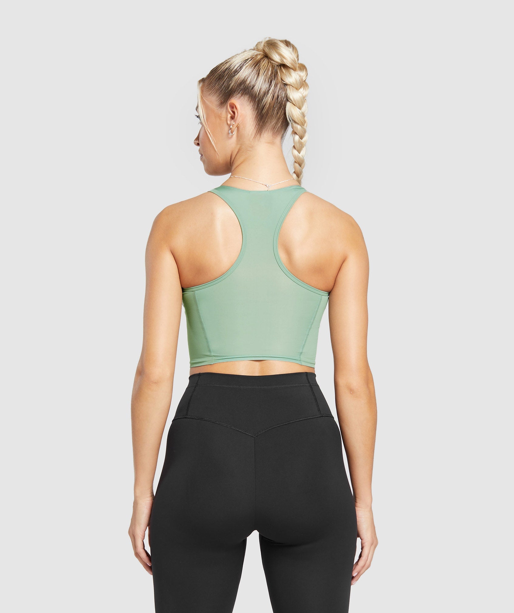 Crop Mesh Tank in Dollar Green - view 2