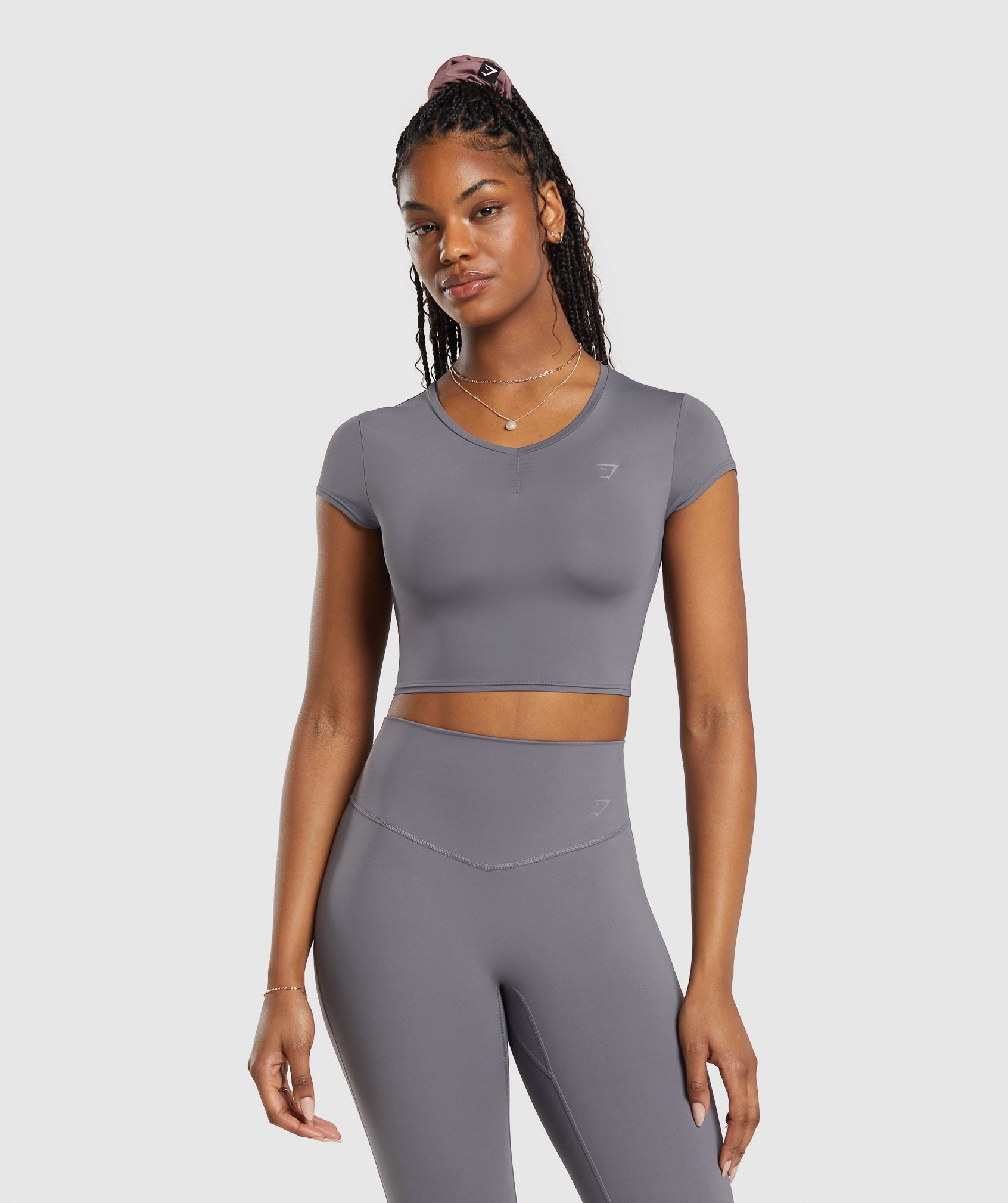 Elevate Ruched Crop Top in Brushed Grey - view 1