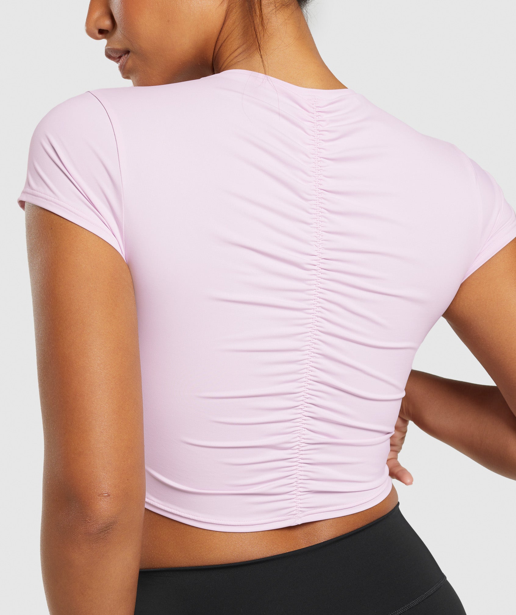 Elevate Ruched Crop Top in Lemonade Pink - view 4