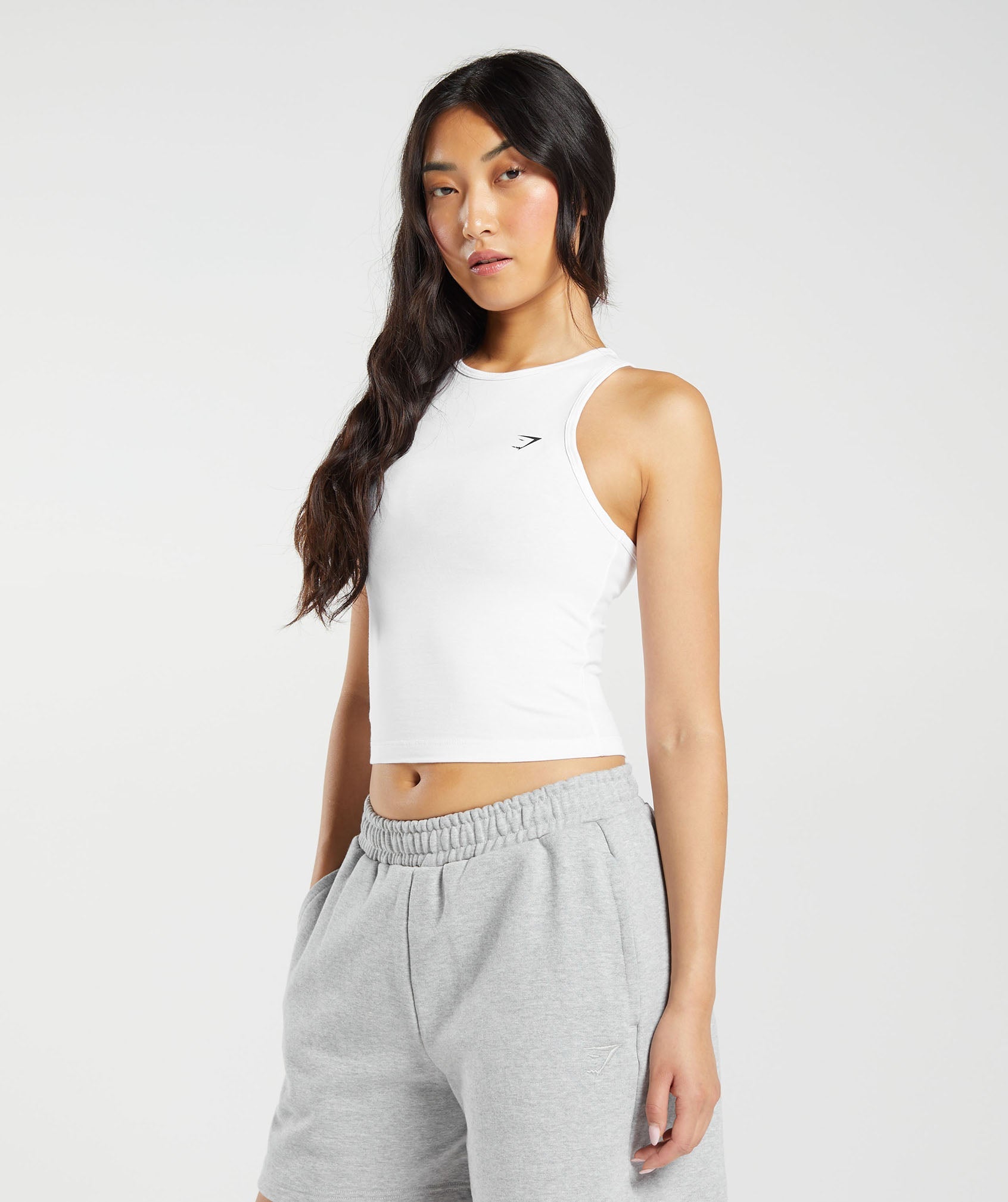 Essential Cotton Midi Tank in White - view 3