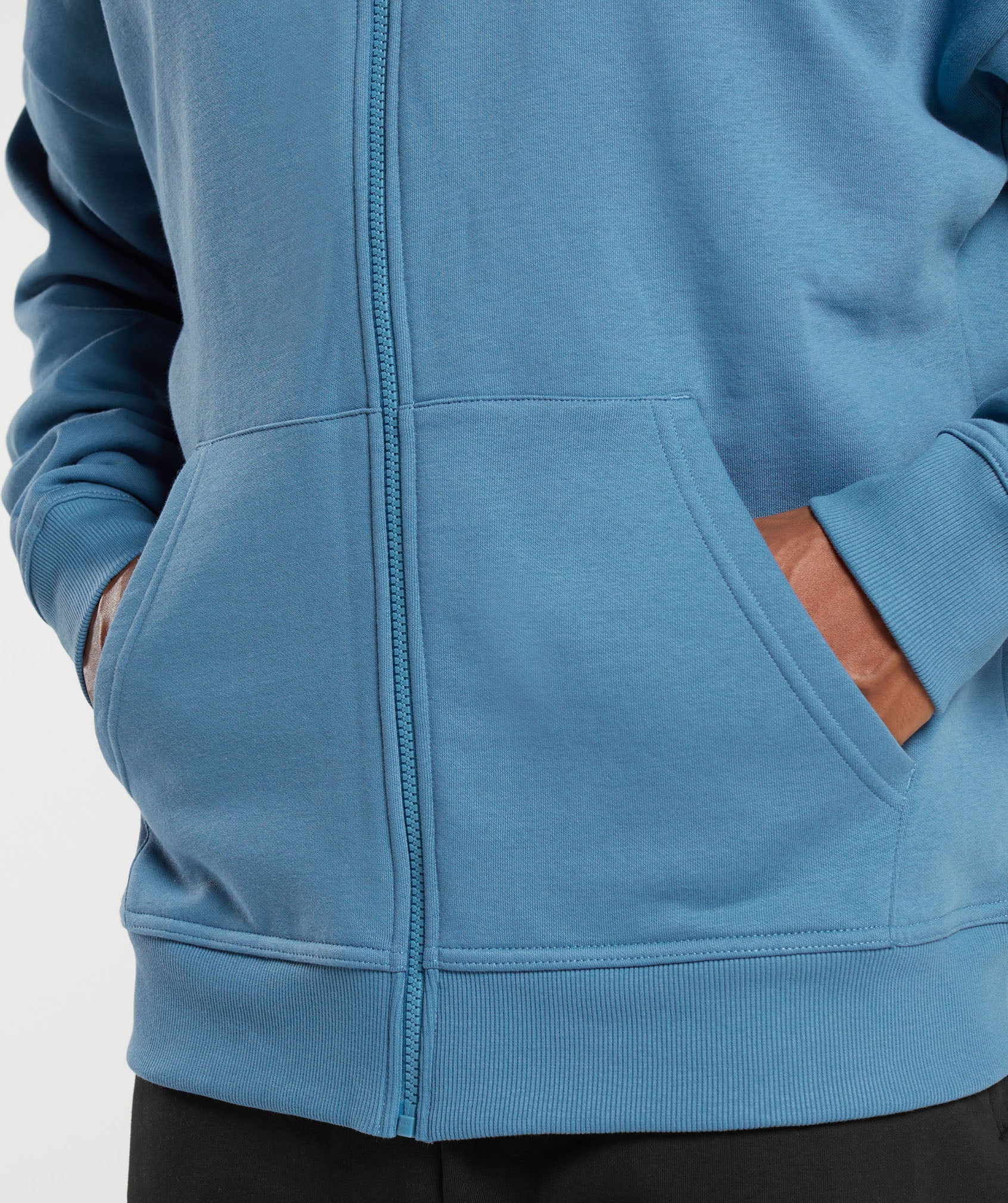 Crest Oversized Zip Up Hoodie in Denim Blue - view 5